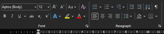 The text formatting options, displaying font and paragraph options.